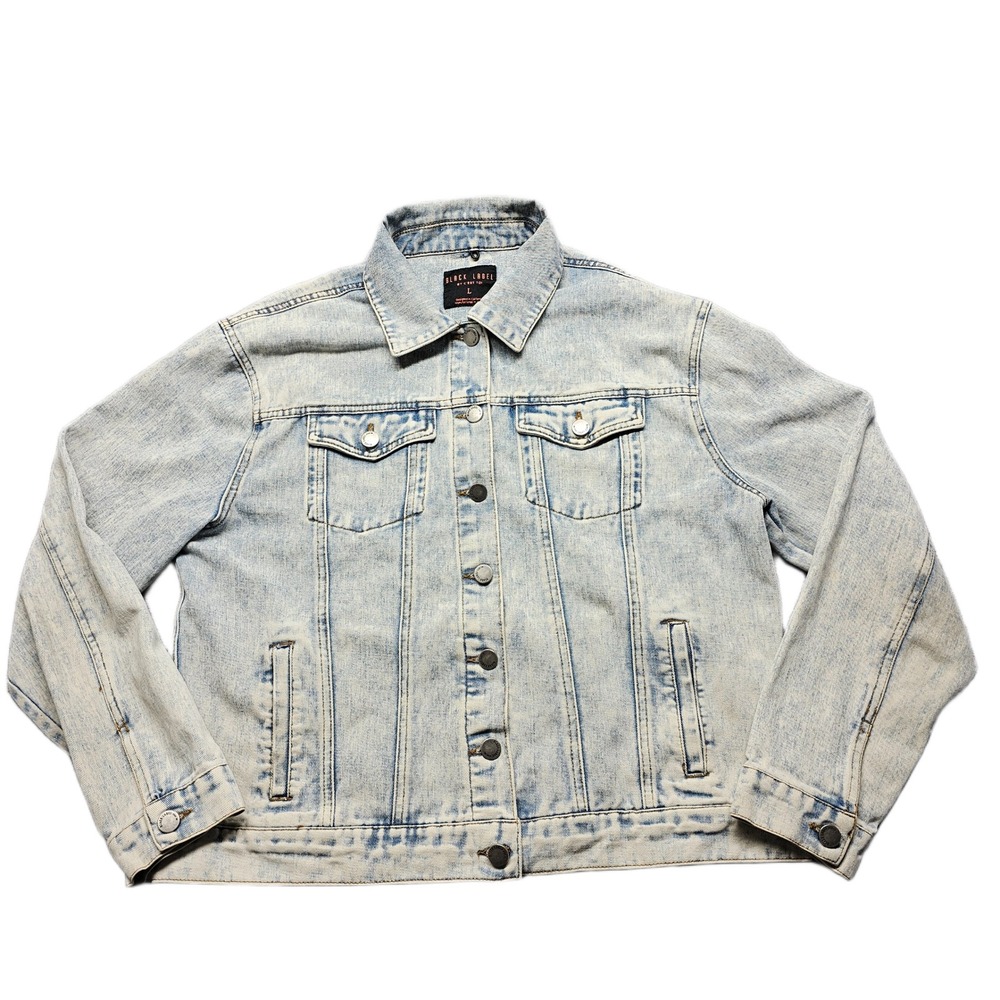 C'est Toi Black Label Trucker Jacket Womens L Blue Denim Collared Button Front